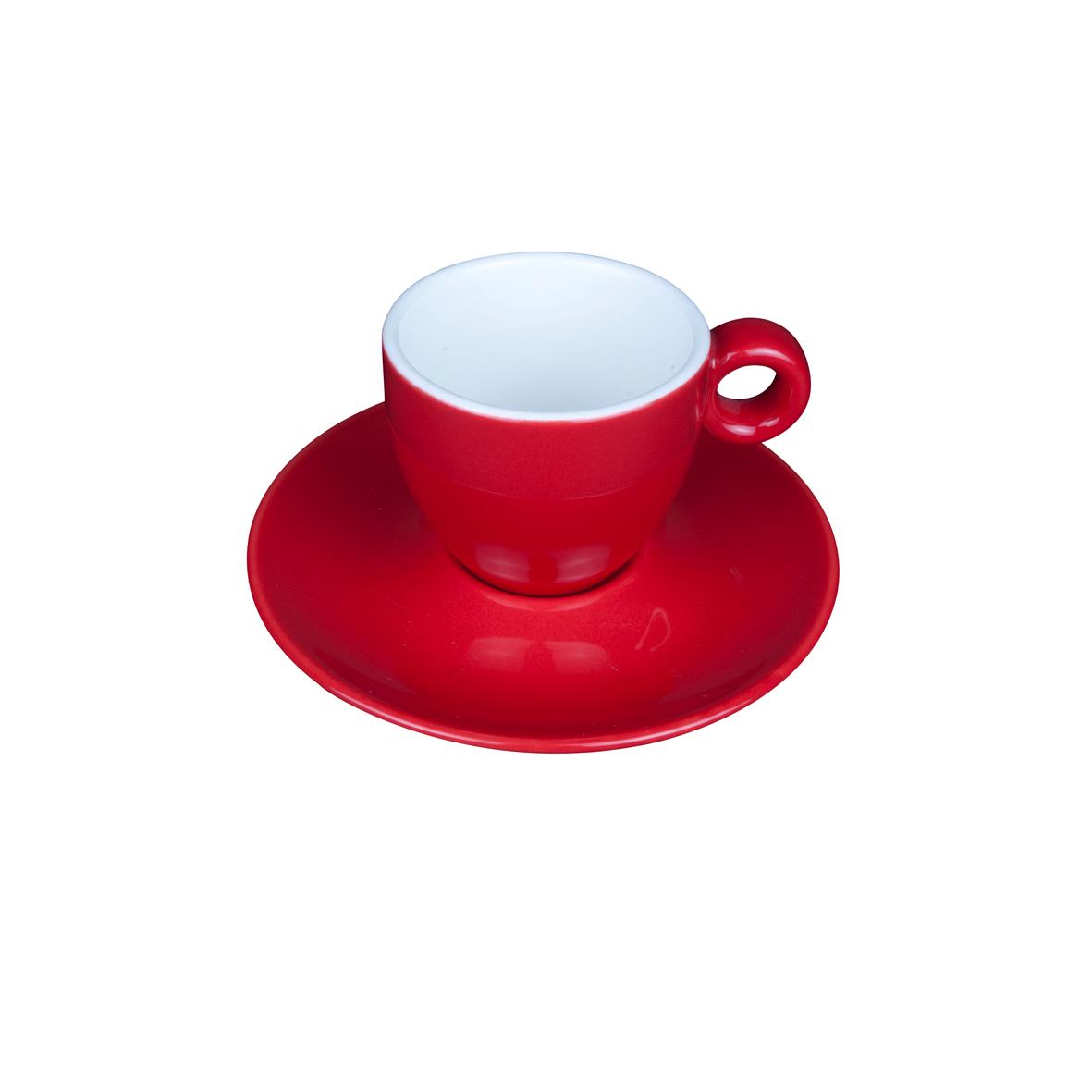 Rote Bola Espressotasse und Untertasse mit Druckoption Rote Bola Espressotasse und Untertasse mit Druckoption